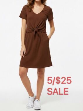 Simons Twik Tie-Front Short Sleeve Dress Brown Size XS 5/$25 Sale
